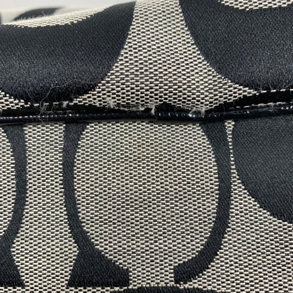 COACH Signature Stripe Carryall Satchel Handbag F19190 Kisslock Trio Pouch Bag - Picture 10 of 10